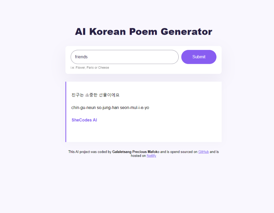 Poem Generator app